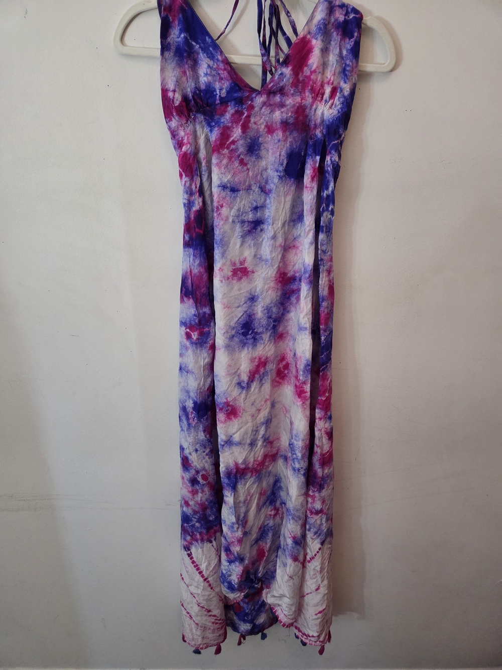 Tie-Dye Maxi Halter Dress in Purple & Pink